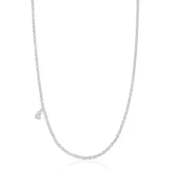 Collar corto de plata con anillas redondas gruesas Bold Bear