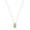 Collar corto doble oso de oro y oro blanco con diamantes Bold Bear