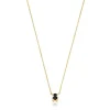Collar corto motivo oso con baño de oro 18 kt sobre plata y ónix Color Bear