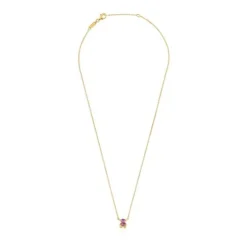 Collar corto motivo oso con baño de oro 18 kt sobre plata y zafiro lila creado en laboratorio Color Bear LGG