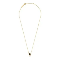 Collar corto motivo oso con baño de oro 18 kt sobre plata y ónix Color Bear