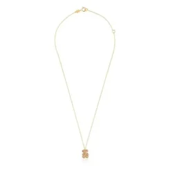 Collar corto oso de oro y gemas Bold Bear