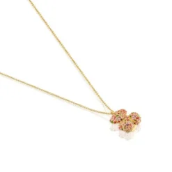 Collar corto oso de oro y gemas Bold Bear