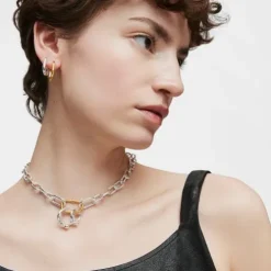 Collar corto XXL de plata Hold Oval