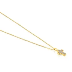 Collar cruz de oro y nácar XXS
