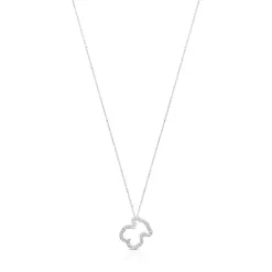 Collar de oro blanco con diamantes motivo oso pequeño Icon Gems