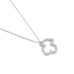 Collar de oro blanco con diamantes motivo oso pequeño Icon Gems