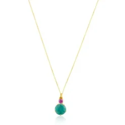 Collar de oro con amazonita y rubí tratado Ivette