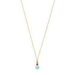 Collar de oro con amazonita y rubí Mini Ivette