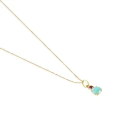 Collar de oro con amazonita y rubí Mini Ivette