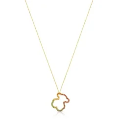 Collar de oro con gemas multicolores motivo oso mediano Icon Gems