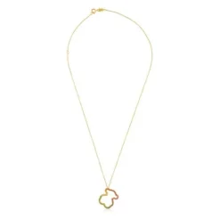 Collar de oro con gemas multicolores motivo oso mediano Icon Gems