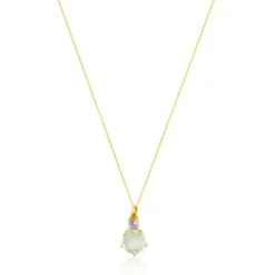 Collar de oro con prasiolita y amatista Ivette