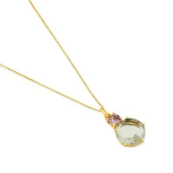 Collar de oro con prasiolita y amatista Ivette