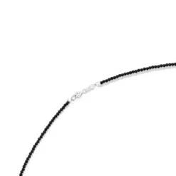 Collar de plata con ónix y motivo oso Bold Bear