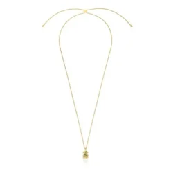 Collar mediano oso con baño de oro 18 kt sobre plata y cromodiópsido Lligat