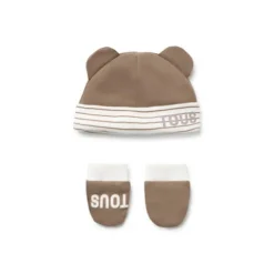 Conjunto de bebé gorro y manoplas Classic beige