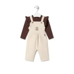 Conjunto de niña a rayas y liso Pink rosa