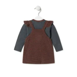 Conjunto de niña a rayas y liso Black naranja