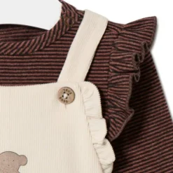 Conjunto de niña a rayas y liso Pink rosa