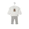 Conjunto de niña liso y a rayas Black crudo
