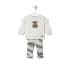 Conjunto de niña liso y a rayas Black crudo