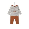 Conjunto de niño a rayas con oso Grey único