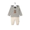 Conjunto de niño a rayas y liso Black crudo