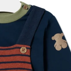 Conjunto de niño liso y a rayas Blue azul marino