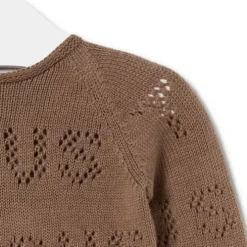 Conjunto de punto de bebé Tricot logo TOUS beige