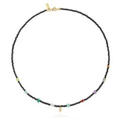 Gargantilla con baño de oro 18 kt sobre plata, onix, gemas Bold Bear