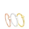 Pack de Anillos motivos de plata, con baño de oro rosa y amarillo 18 kt sobre plata Ring Mix