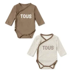Pack de bodys de bebé cruzados Classic beige
