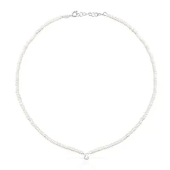 Pack de collares de plata y perlas cultivadas, corazón y oso Mini Icons