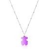 Pack gargantilla de plata y colgante oso de acero en color lila 22 mm Sweet Dolls