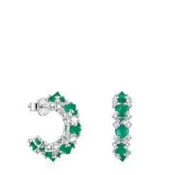 Pendientes aro grandes de plata y calcedonia Color Pills