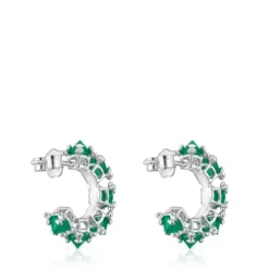 Pendientes aro grandes de plata y calcedonia Color Pills