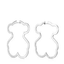 Pendientes aro oso de plata Silueta