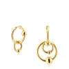 Pendientes con baño de oro 18 kt sobre plata doble círculo Plump