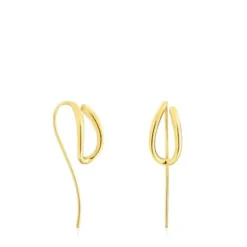 Pendientes con baño de oro 18 kt sobre plata Bent