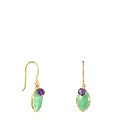 Pendientes con baño de oro 18 kt sobre plata, aventurina y amatista TOUS Good Vibes