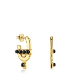Pendientes con baño de oro 18 kt sobre plata y ónix TOUS MANIFESTO