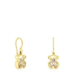 Pendientes con baño de oro 18 kt sobre plata y gemas Areia