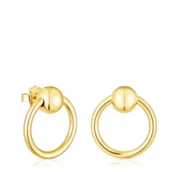 Pendientes con baño de oro 18 kt sobre plata círculo Plump