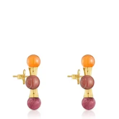 Pendientes con baño de oro 18 kt sobre plata y gemas TOUS X LEA COLOMBO
