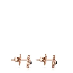 Pendientes con baño de oro rosa 18 kt sobre plata y ónix Real Sisy