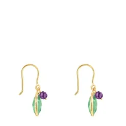 Pendientes con baño de oro 18 kt sobre plata, aventurina y amatista TOUS Good Vibes