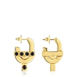Pendientes con baño de oro 18 kt sobre plata y ónix TOUS MANIFESTO