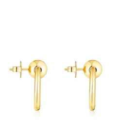 Pendientes con baño de oro 18 kt sobre plata círculo Plump