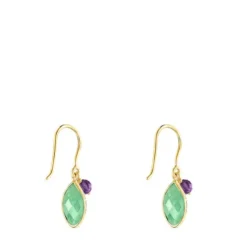 Pendientes con baño de oro 18 kt sobre plata, aventurina y amatista TOUS Good Vibes